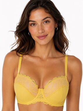 Frederick’s of Hollywood Bra 32D Push Up Yellow